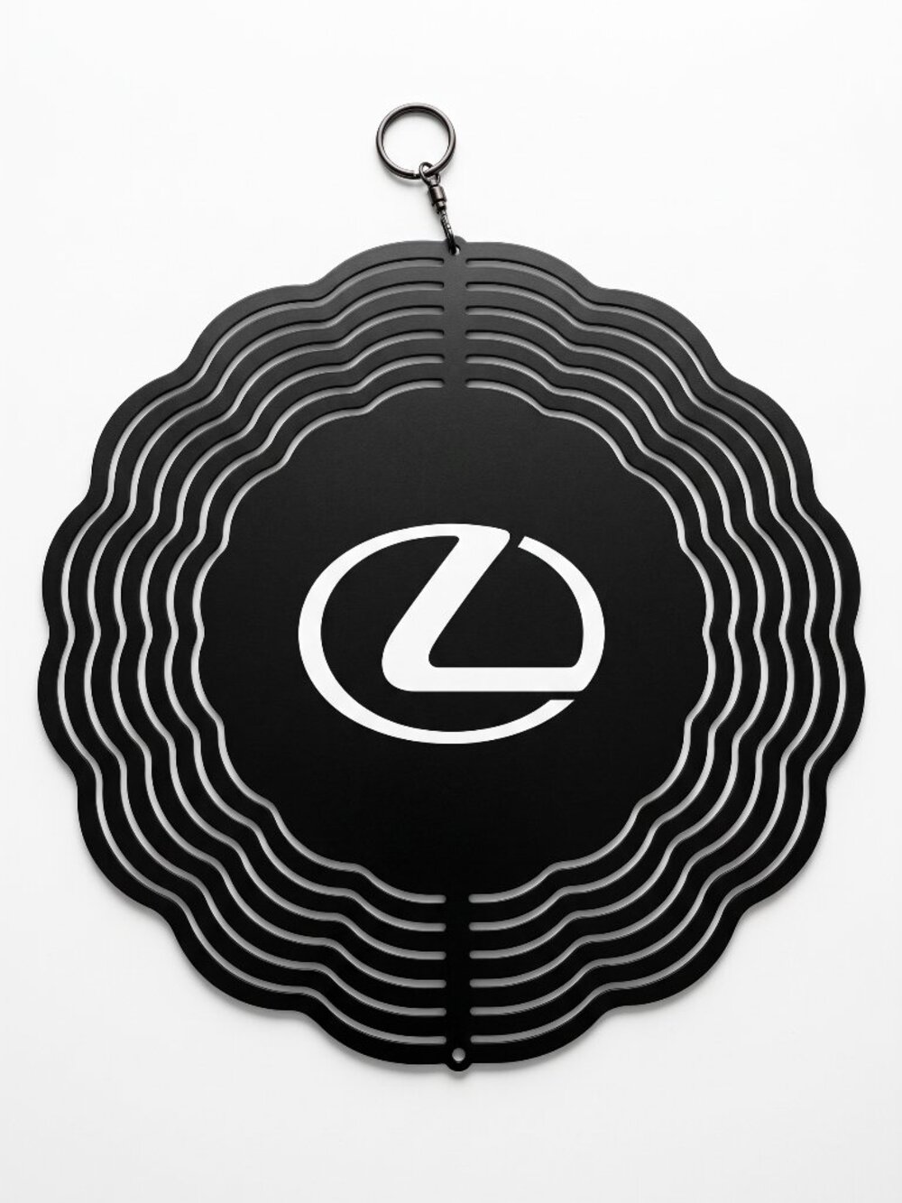 10" Lexus Logo Kinetic Wind Spinner - Black Metal Hanging Yard Decor